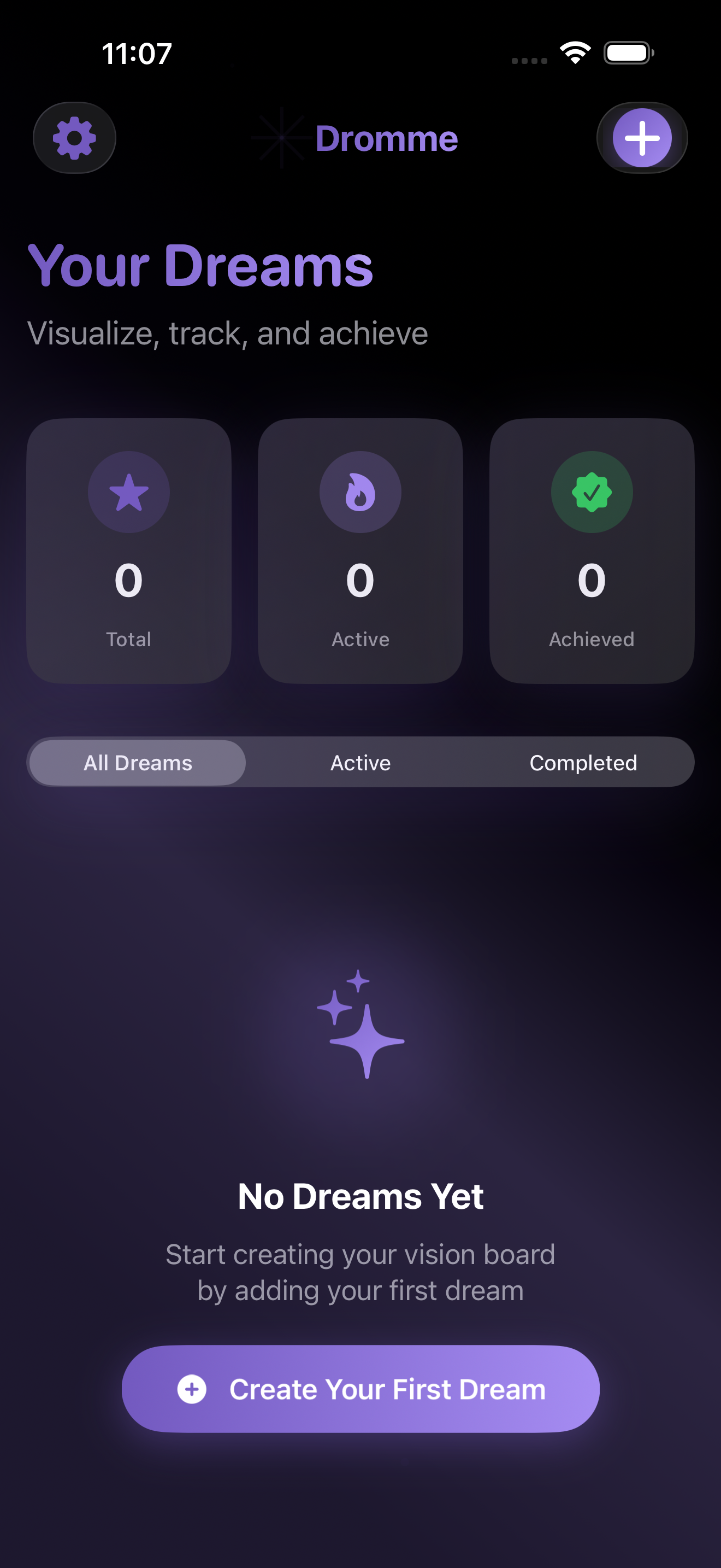 Drømme vision board screen